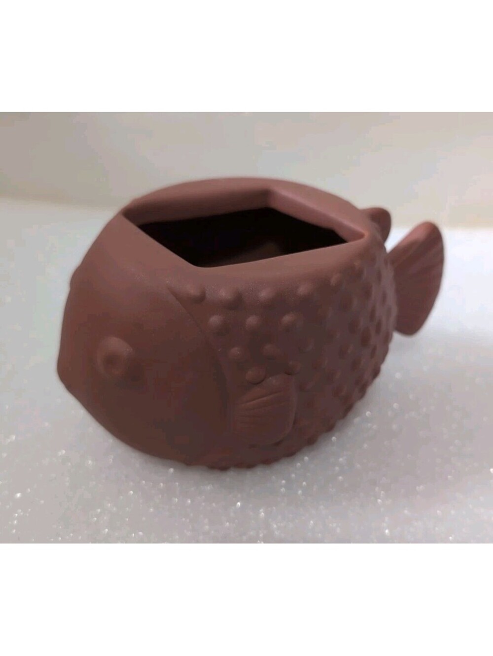 Bath & Body Works Puffer Blow Fish Terra Cotta Hand Soap Holder Flower Pot